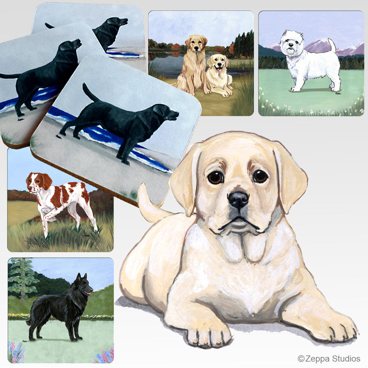 Yellow Lab Pup Scenic Coasters