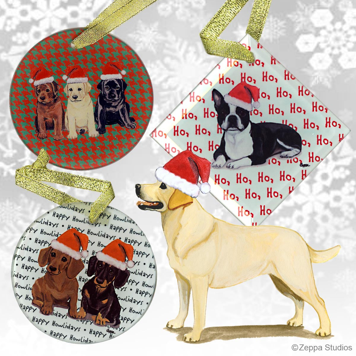 Yellow Lab Standing Christmas Ornaments