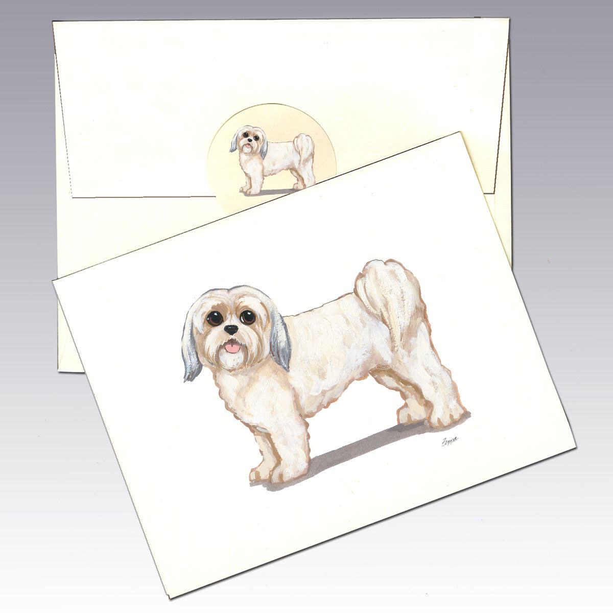 Lhasa Apso Puppy Clip Note Cards
