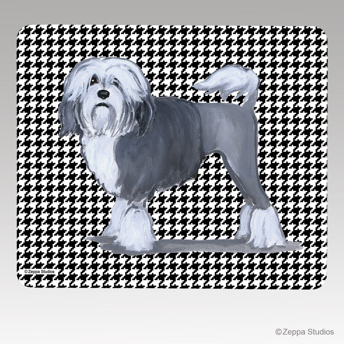 Lowchen Houndstooth Mouse Pad