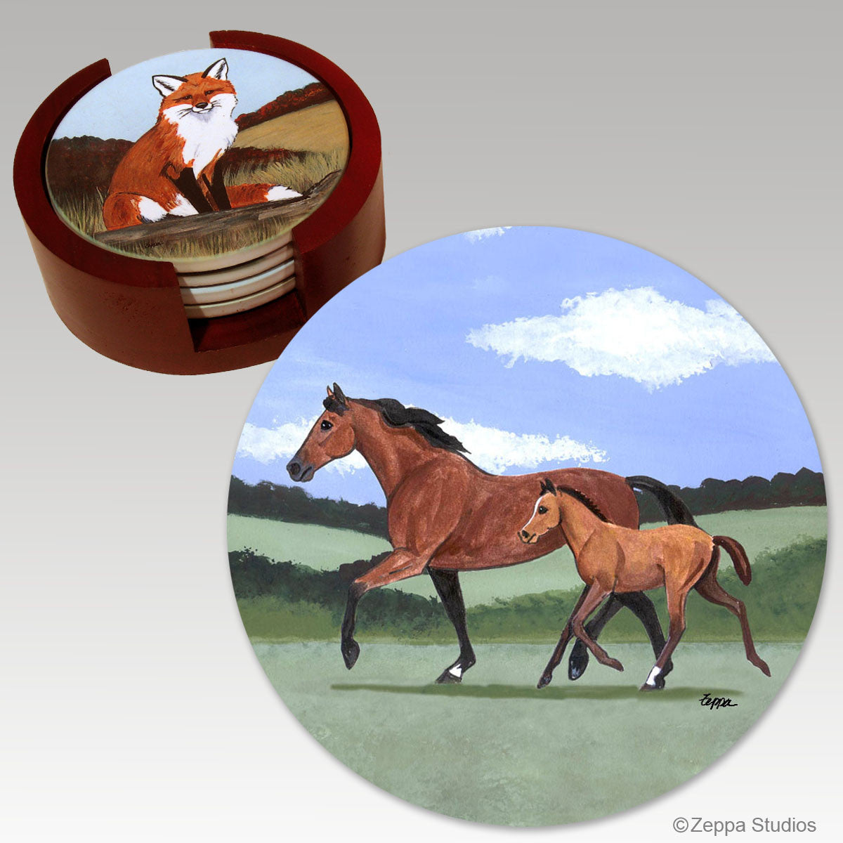 Mare & Foal Bisque Coaster Set