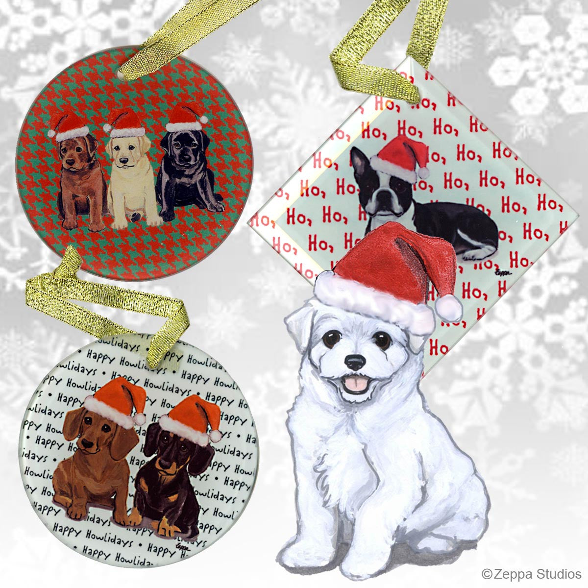 Maltese Puppy Christmas Ornaments
