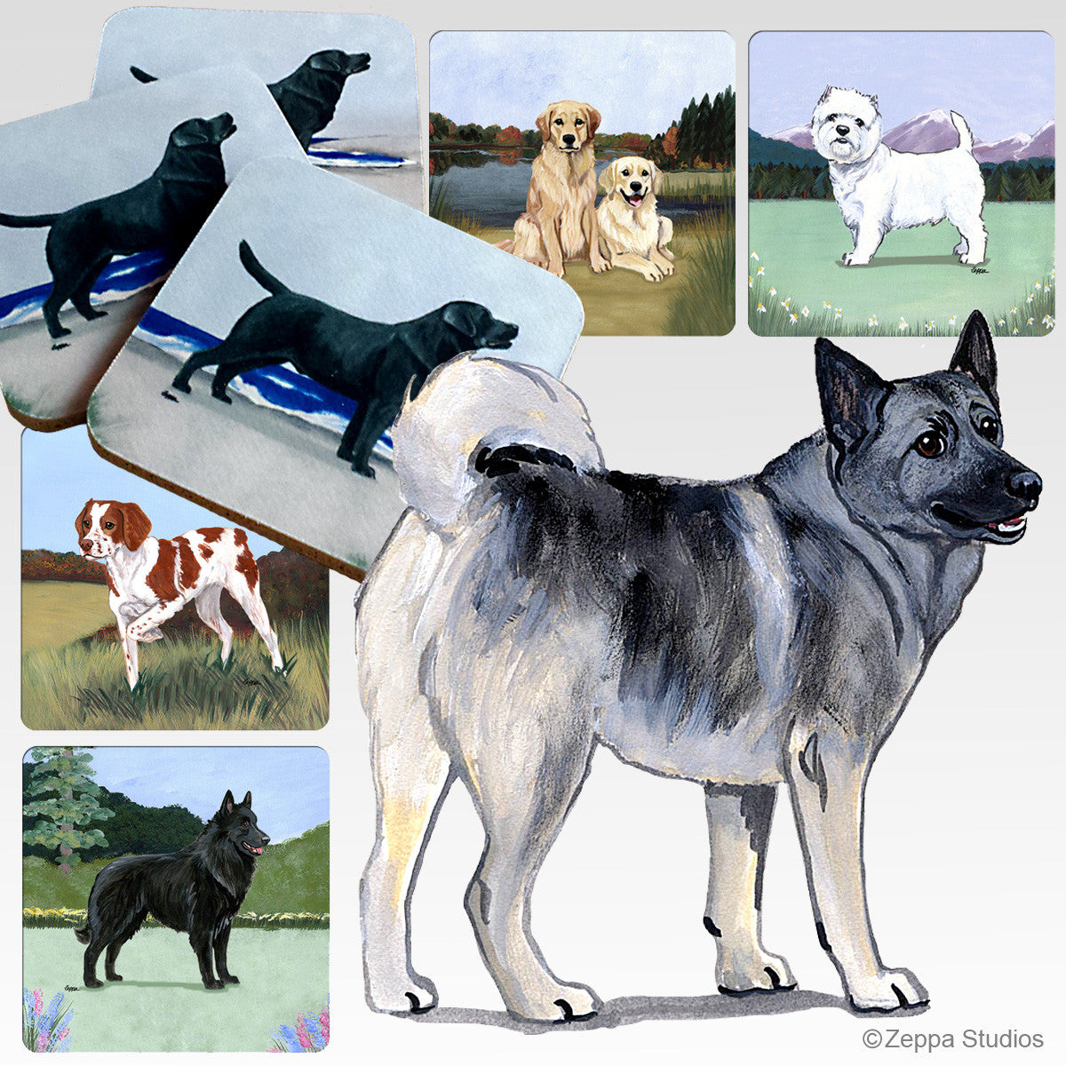 Norwegian Elkhound Scenic Coasters