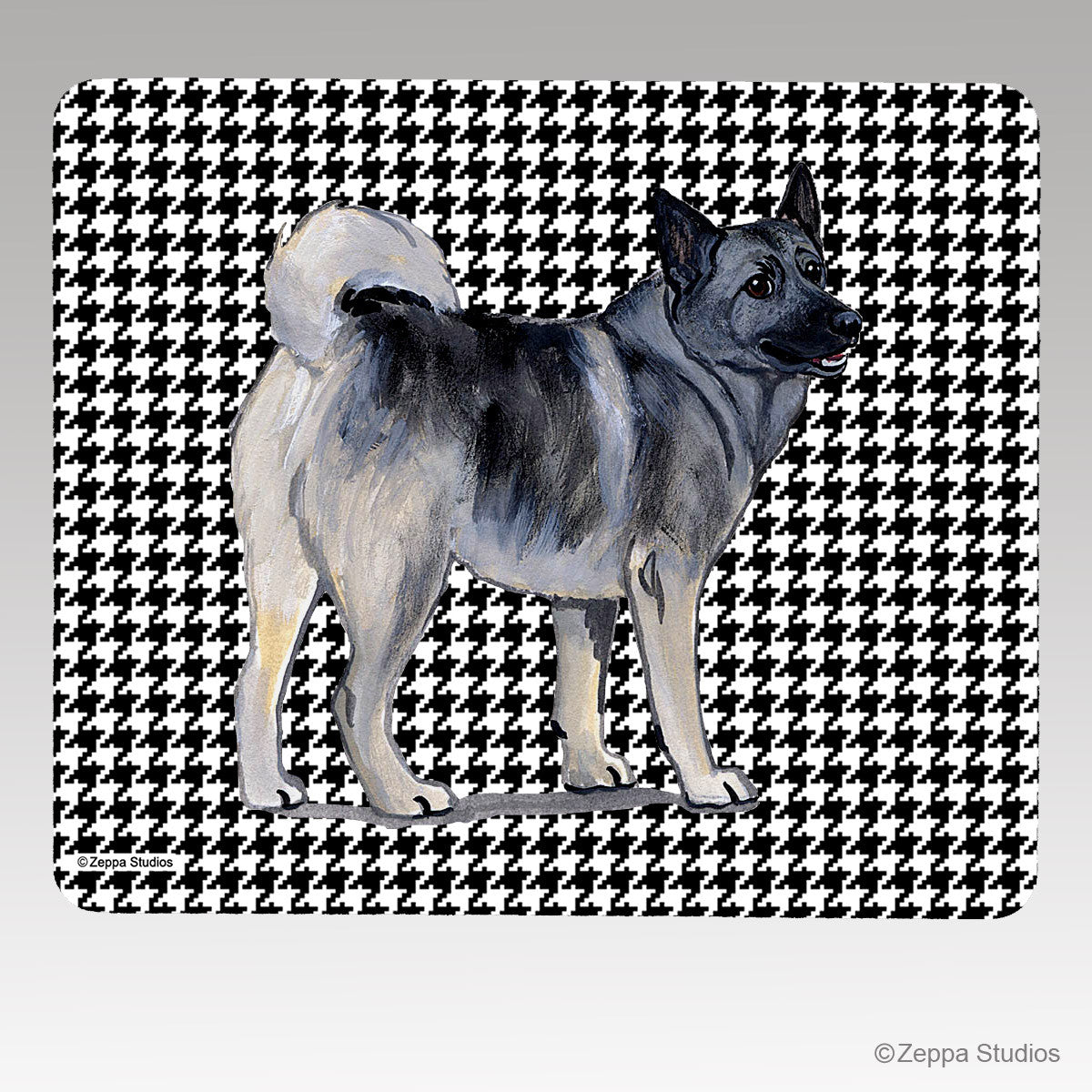 Norwegian Elkhound Houndstooth Mouse Pad