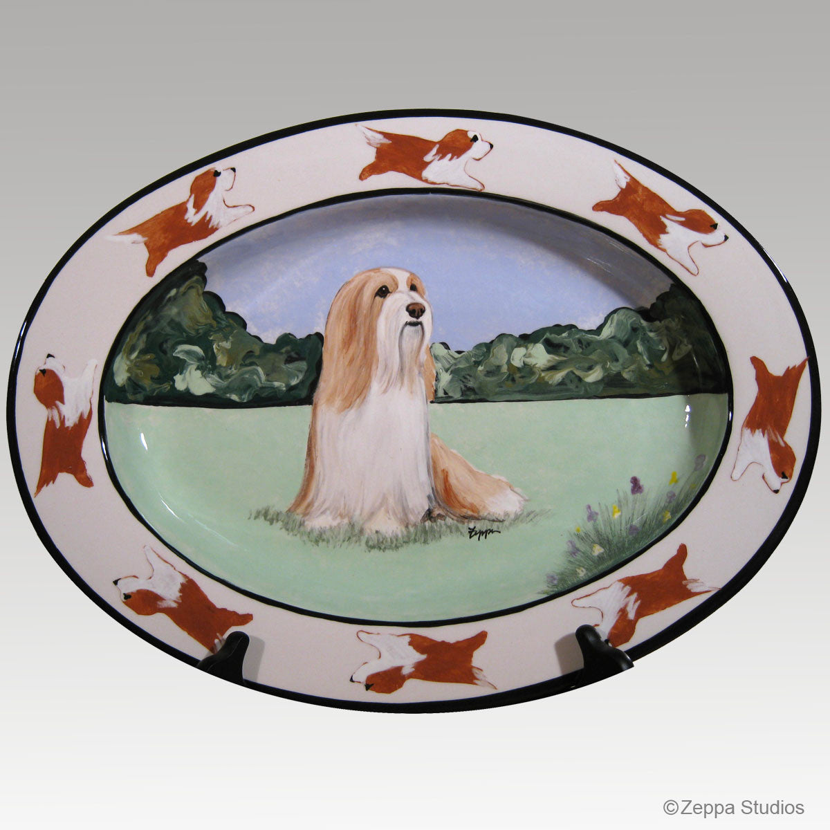 Original Style Hand Painted Platter, Bearded Collie