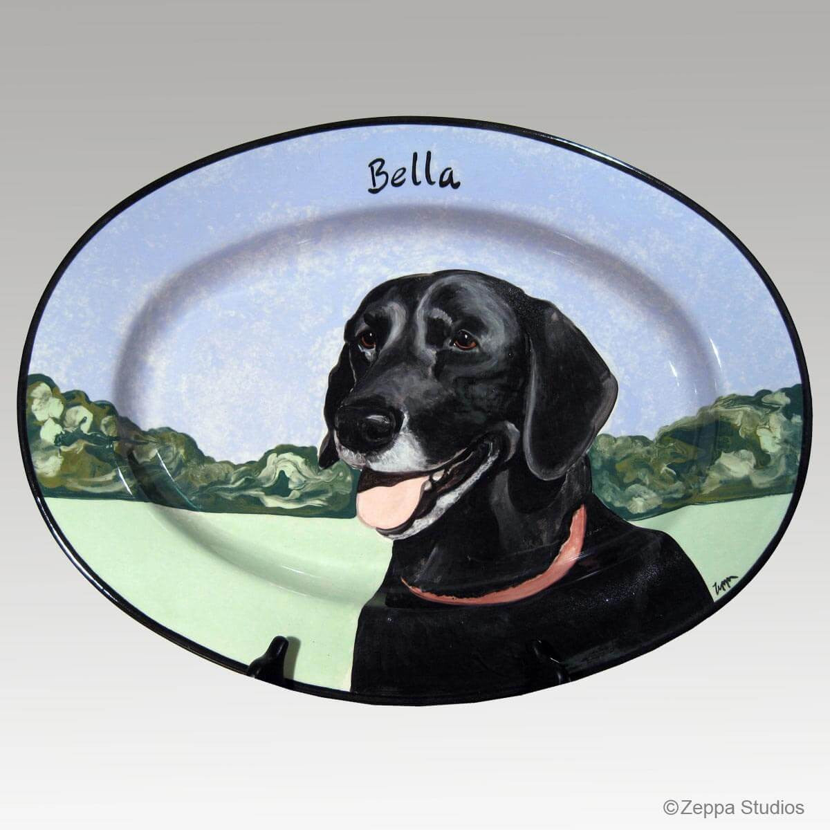 Hand Painted Gallery Style Platter, Pet Portrait of a Labrador
