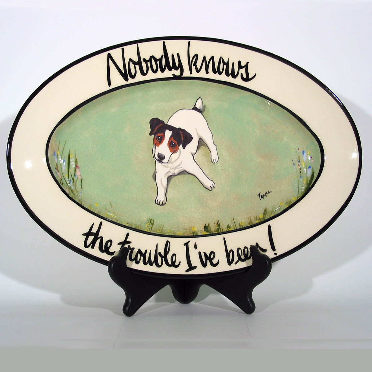 Hand Painted Message Oval Platter 