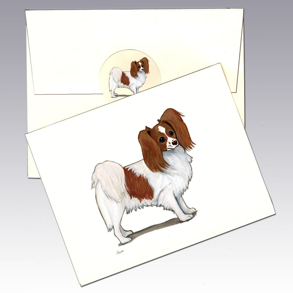Papillon, Red and White Note Cards