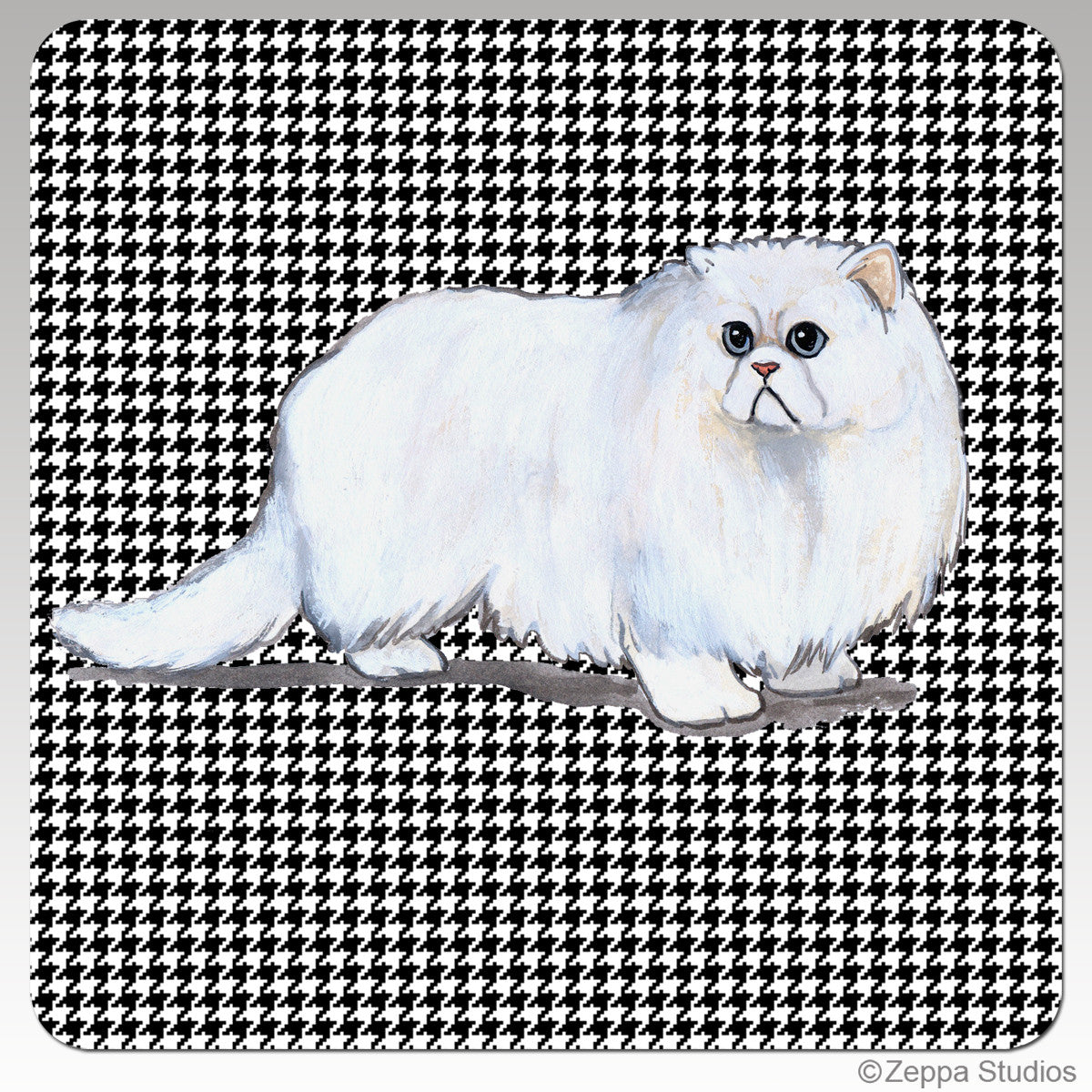 Persian Cat Houndzstooth Coasters