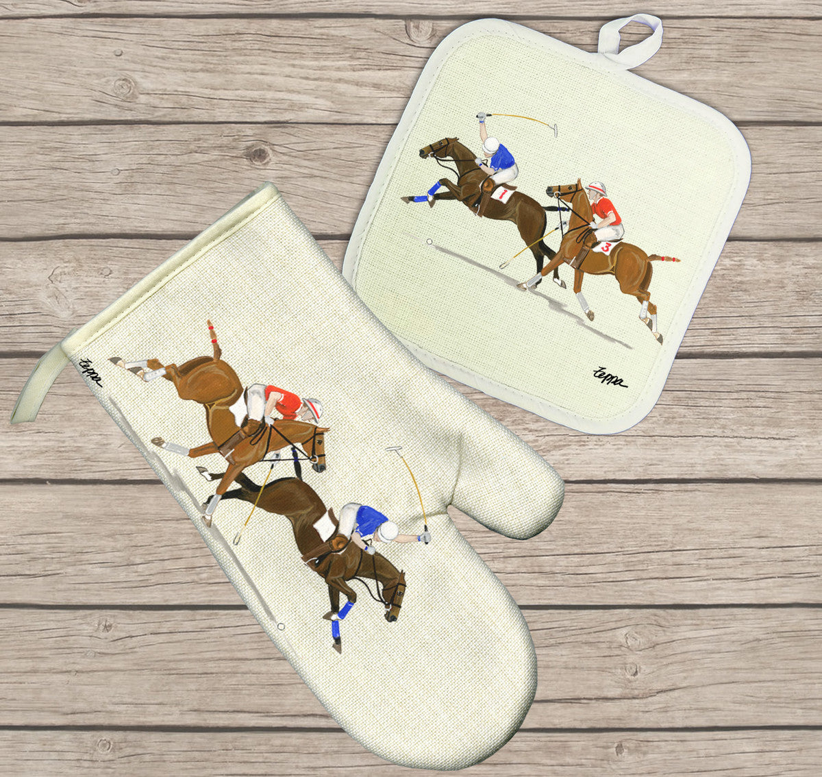 Polo Oven Mitt and Pot Holder Set