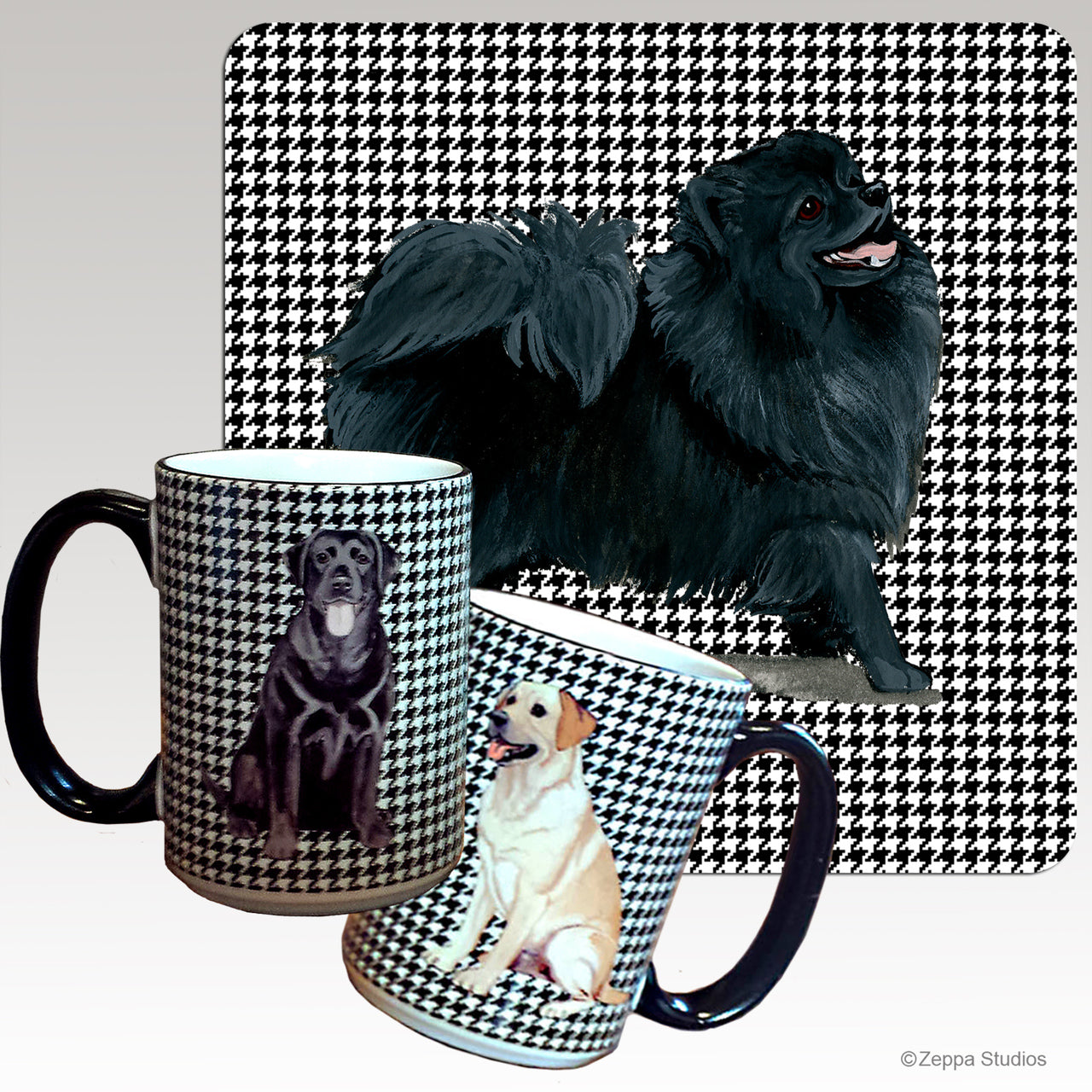 Black Pomeranian Houndzstooth Mug