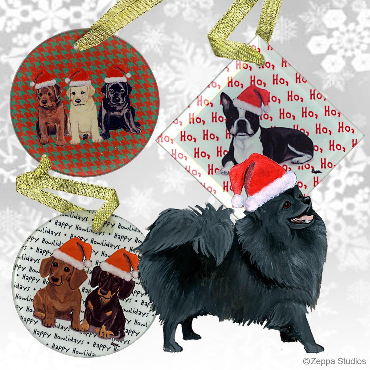 Black Pomeranian Christmas Ornaments