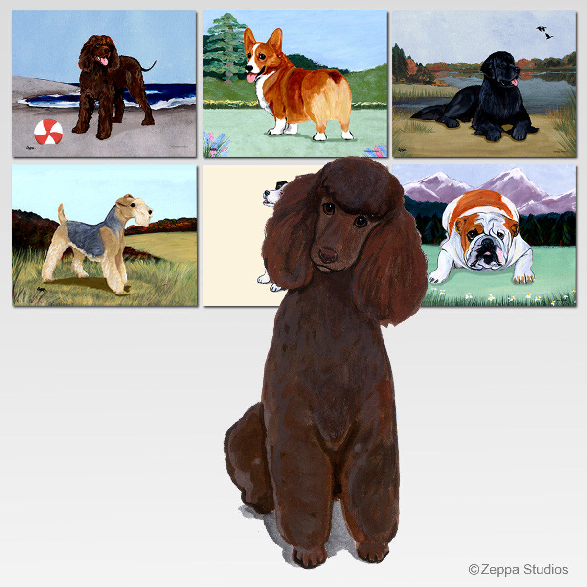 Chocolate Poodle Scenic Mouse Pad