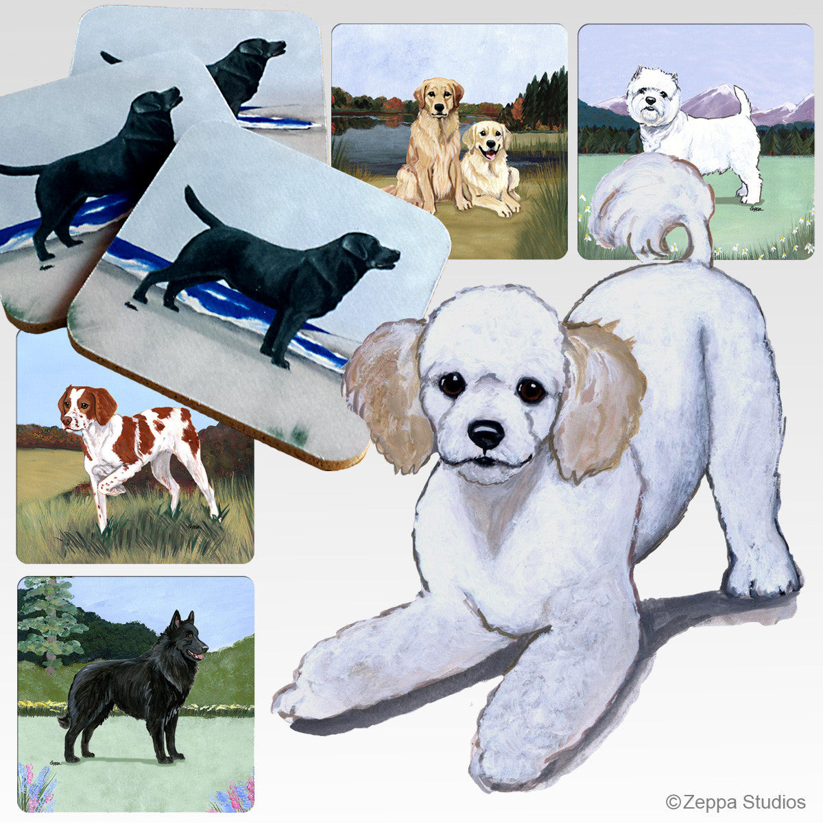 Poodle Pup Scenic Coasters