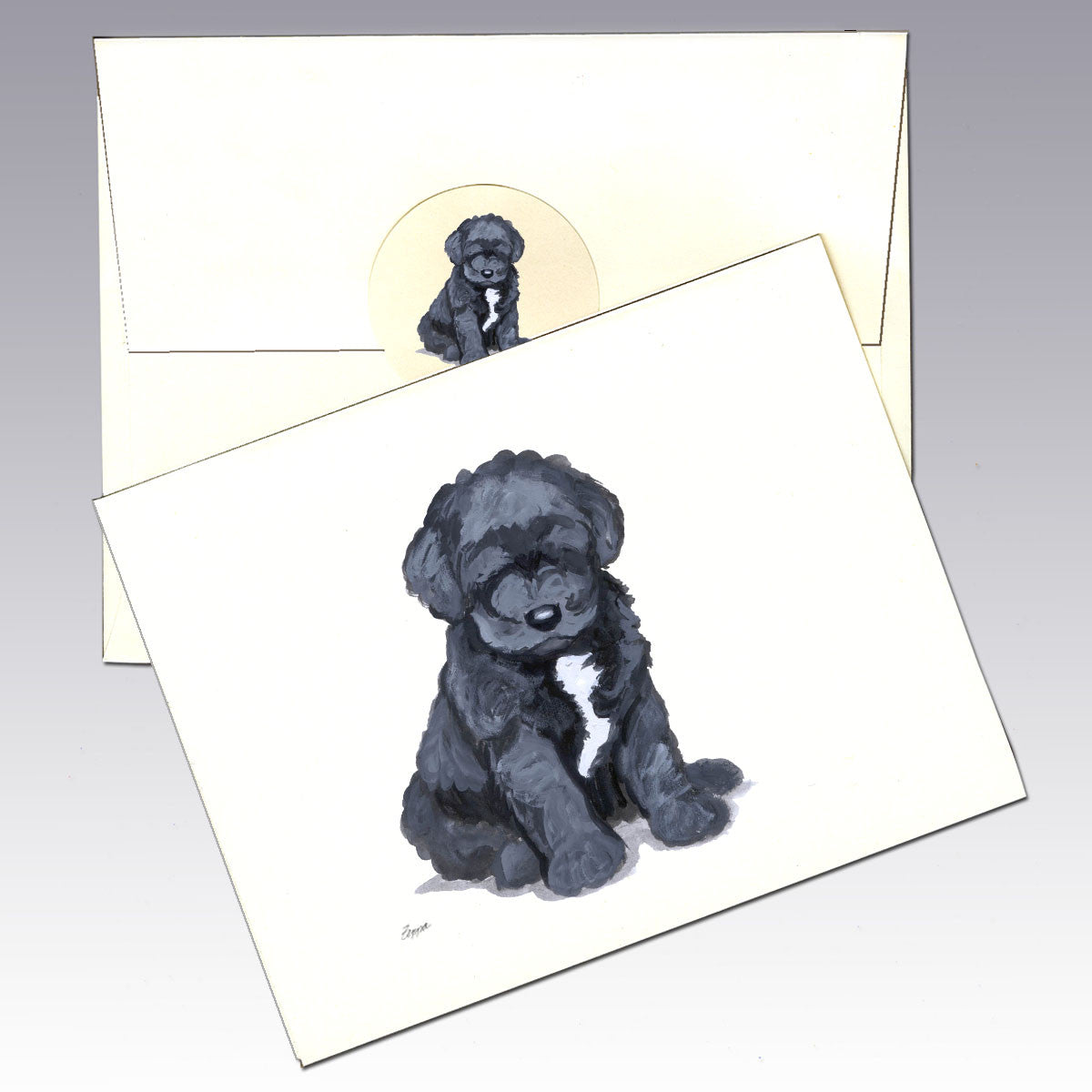 Portuguese Water Dog Puppu Note Cards
