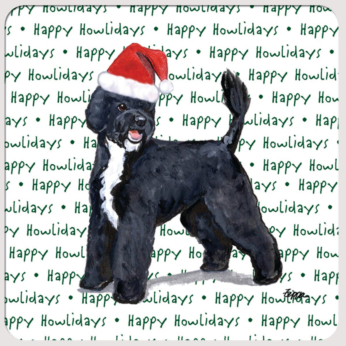 Portuguese Water Dog Christmas Coasters