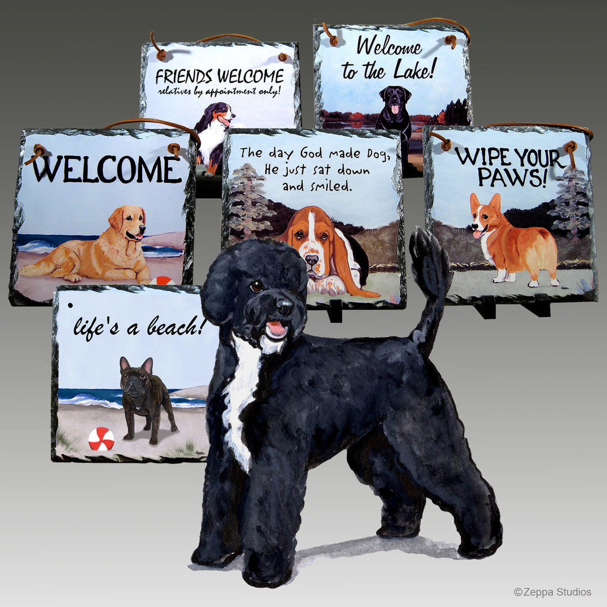 Portuguese Water Dog Puppy Slate Signs