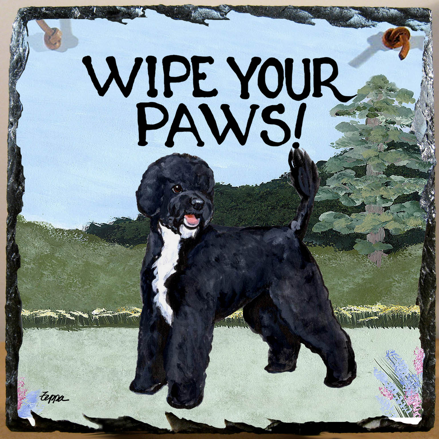 Portuguese Water Dog Slate Signs