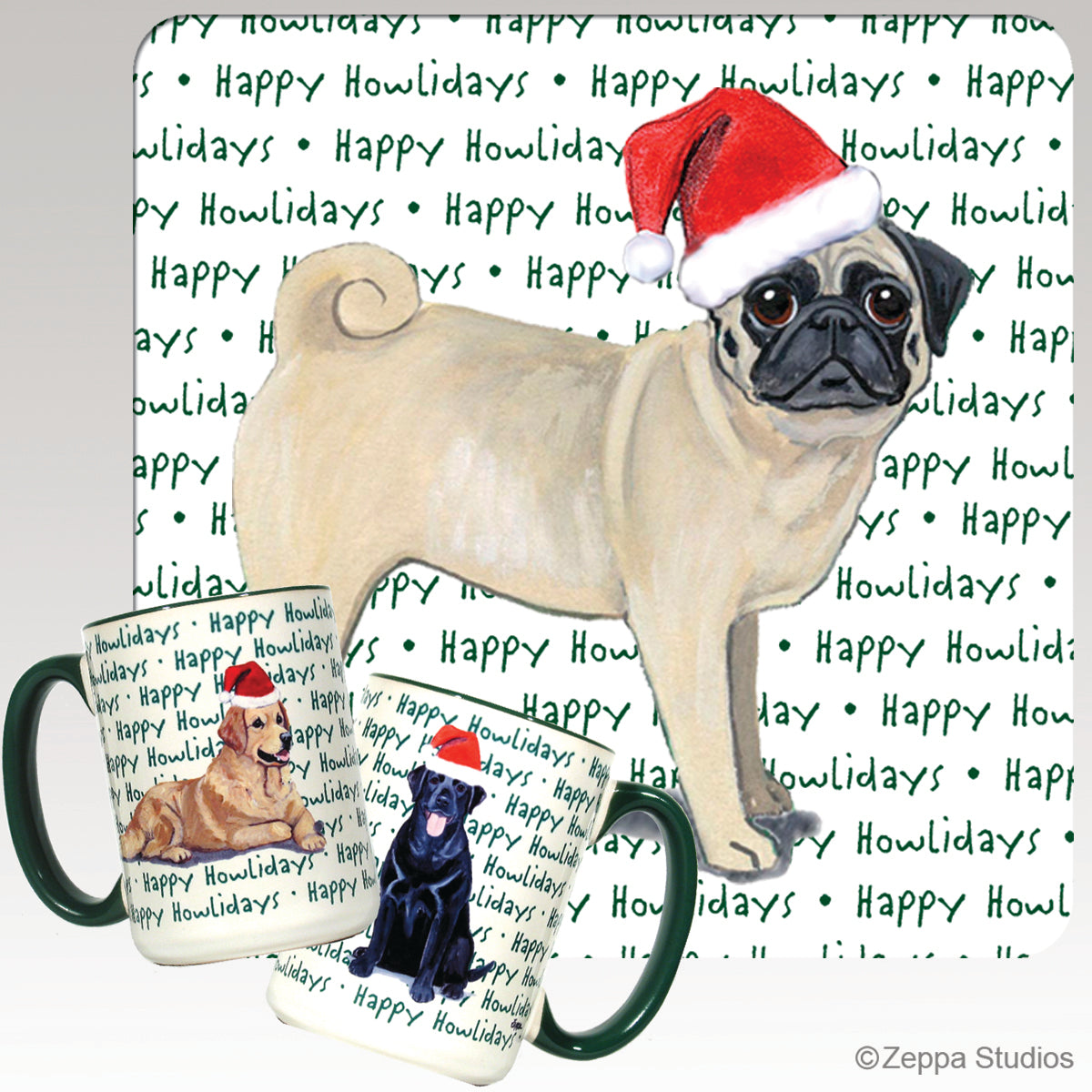 Pug Christmas Mugs