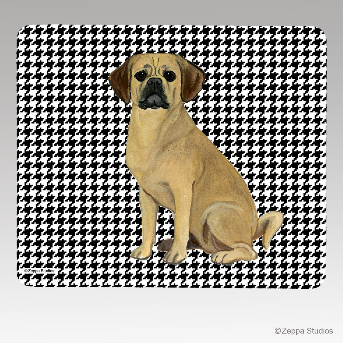 Puggle Houndstooth Mouse Pad