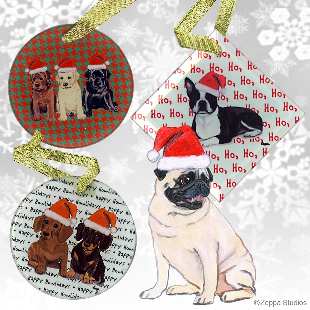Pug Sitting Christmas Ornaments