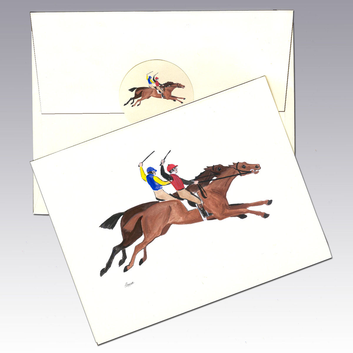 Antique Racing Horses Note Cards