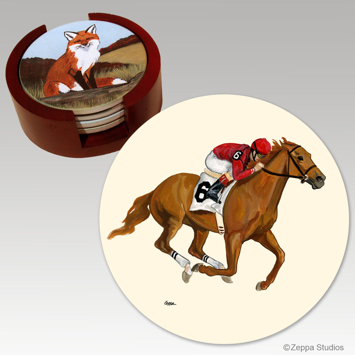 Race Horse  Bisque Coaster Set