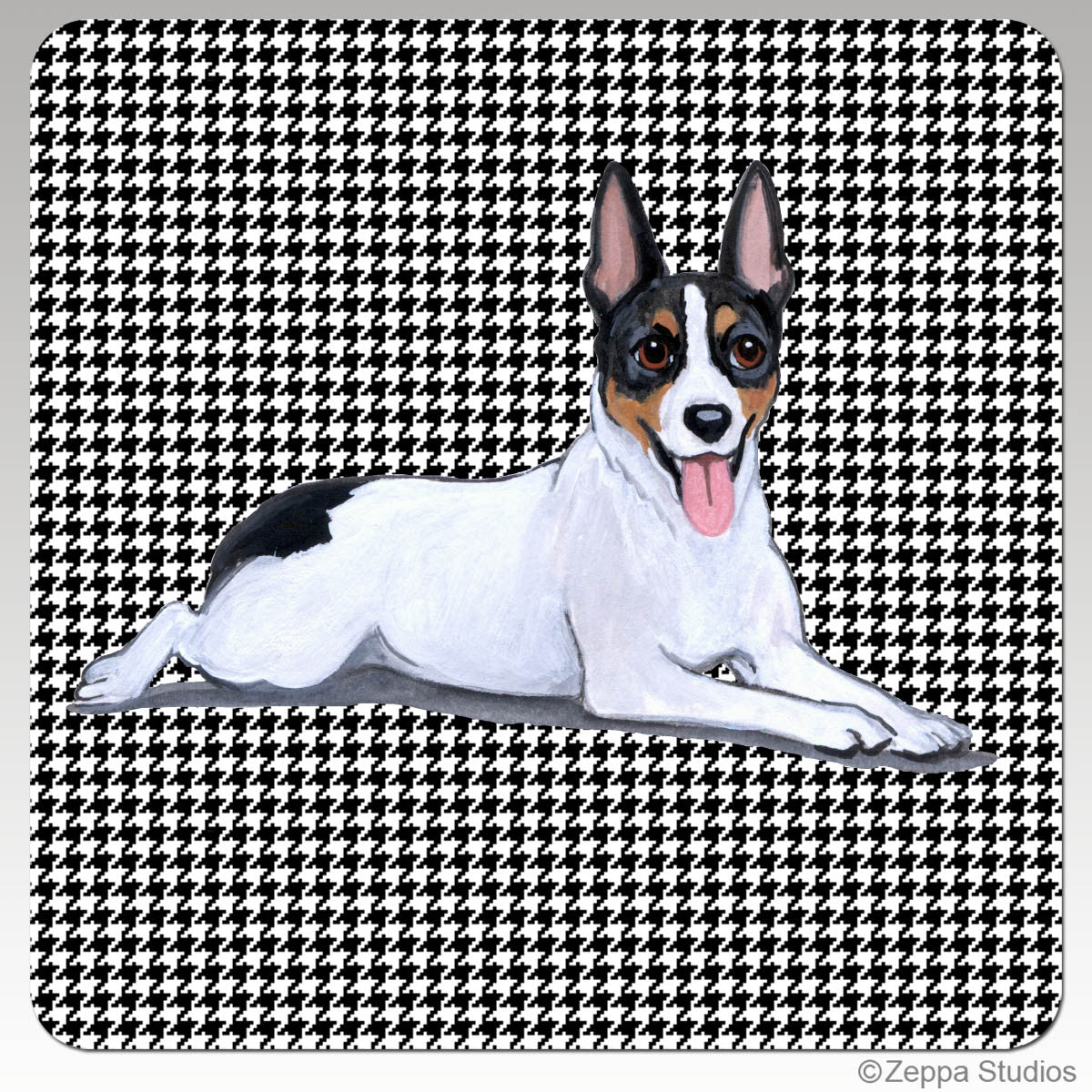 Rat Terrier Houndzstooth Coasters - Rectangle