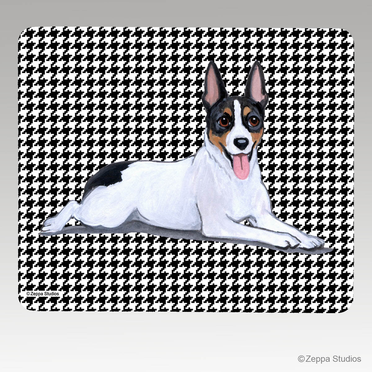 Rat Terrier Houndstooth Mouse Pad - Rectangle