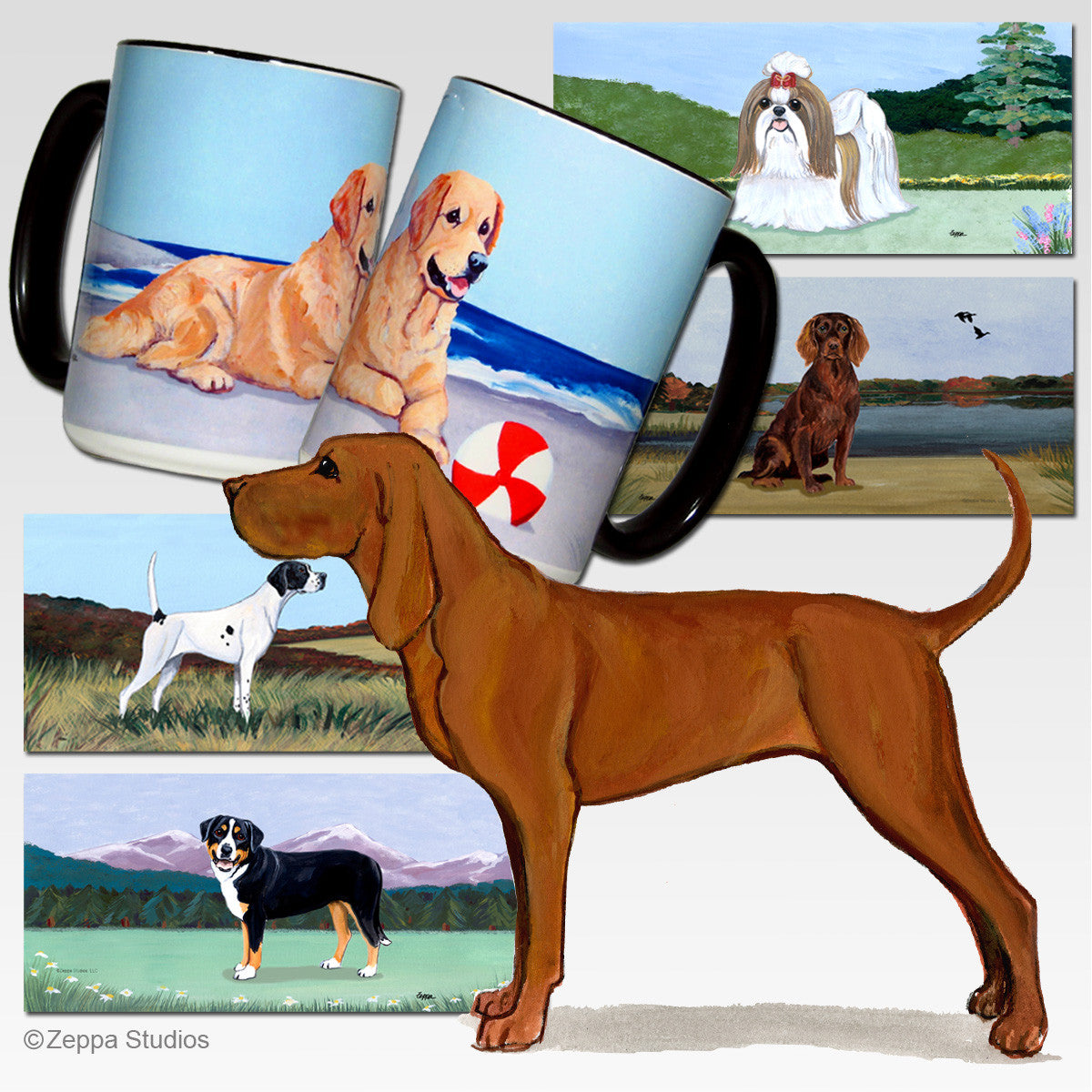 Redbone Coonhound Scenic Mug - Rectangle
