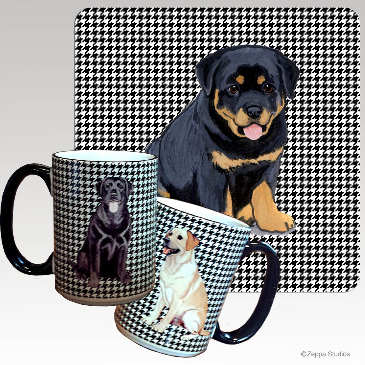 Rottweiler Puppy Houndzstooth Mug