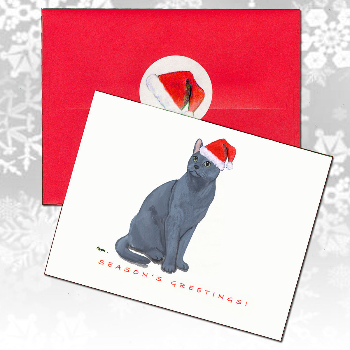 Russian Blue Cat Christmas Cards