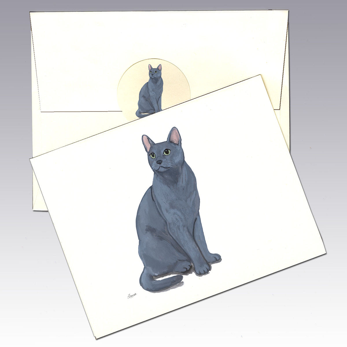 Russian Blue Cat Note Cards