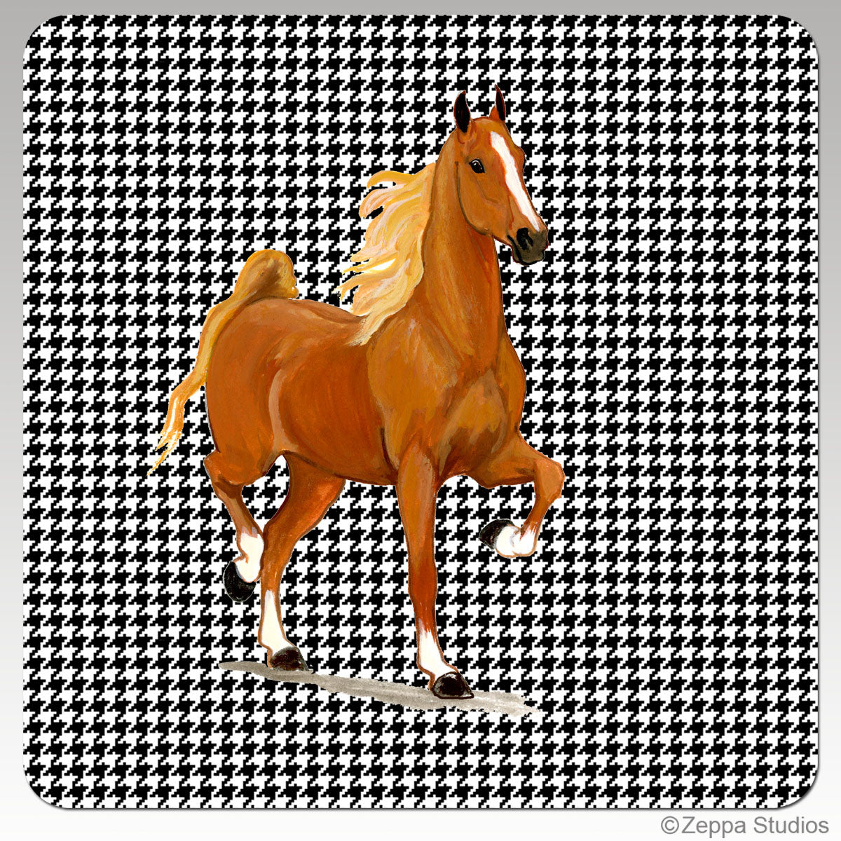 Saddlebred Horse Houndzstooth Coasters