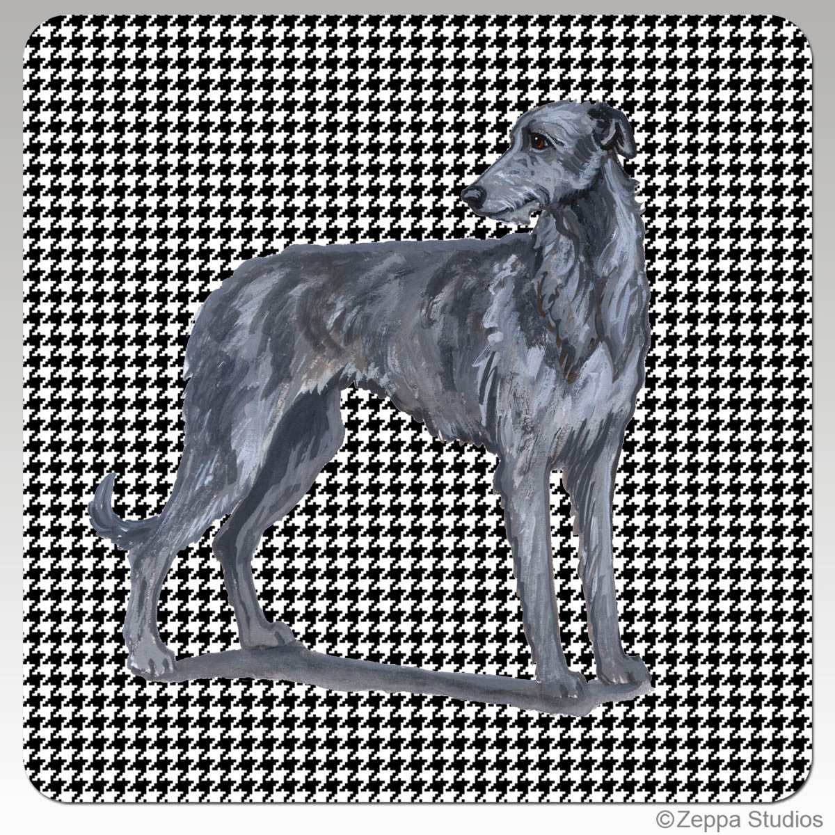 Scottish Deerhound Houndzstooth Coasters - Rectangle
