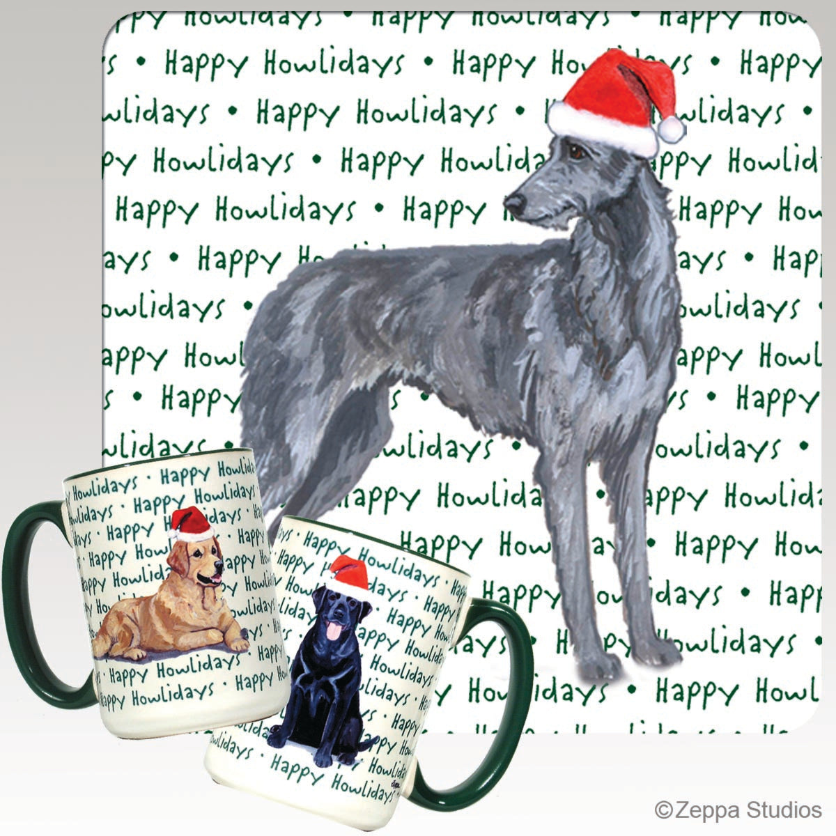Scottish Deerhound Christmas Mugs