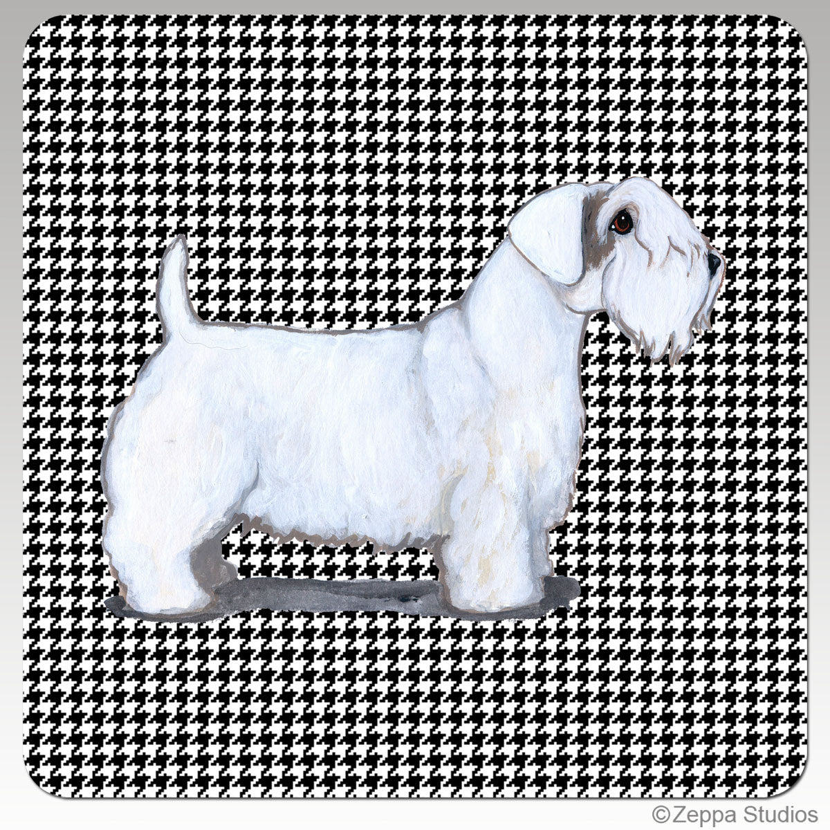 Sealyham Terrier Houndzstooth Coasters - Rectangle