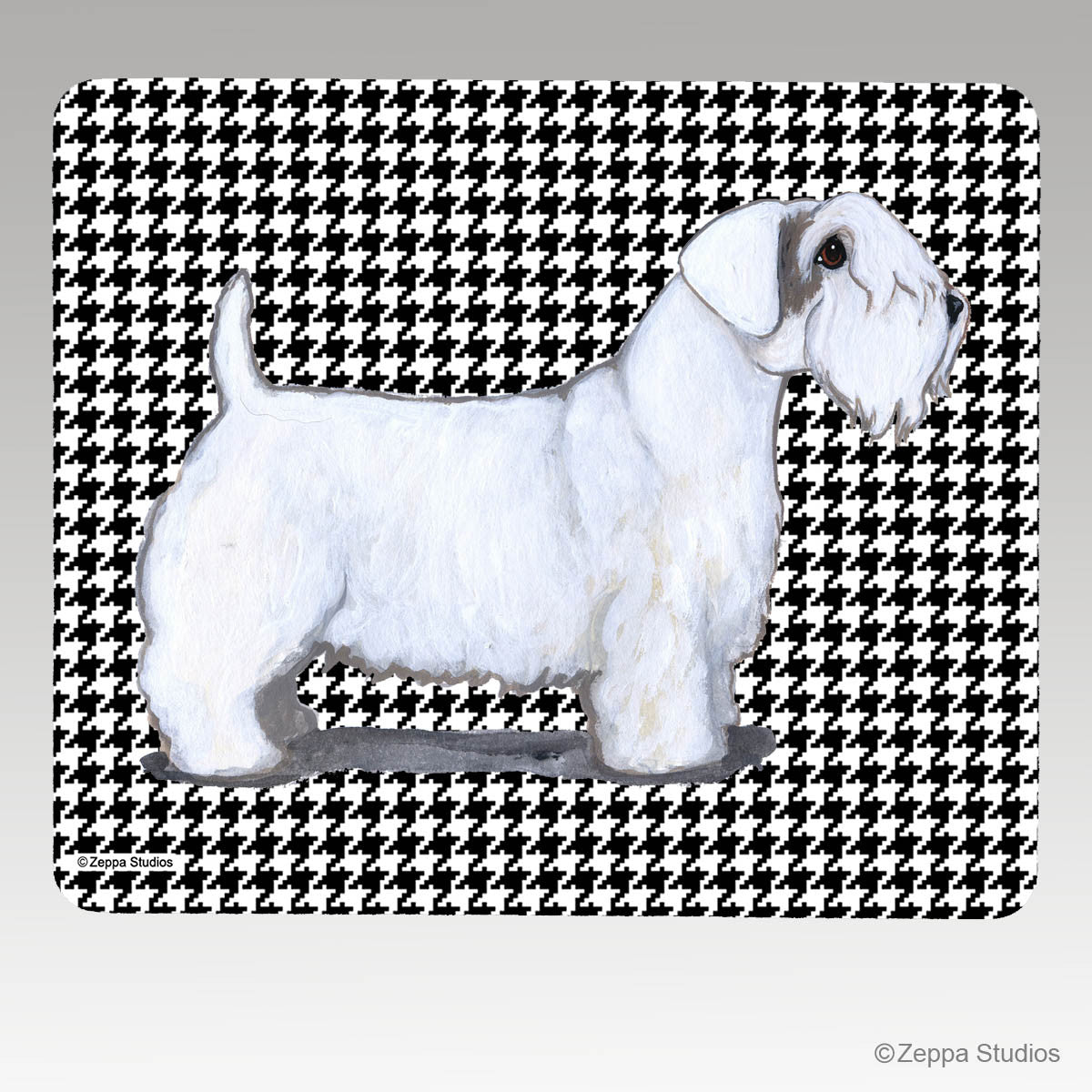 Sealyham Terrier Houndstooth Mouse Pad - Rectangle
