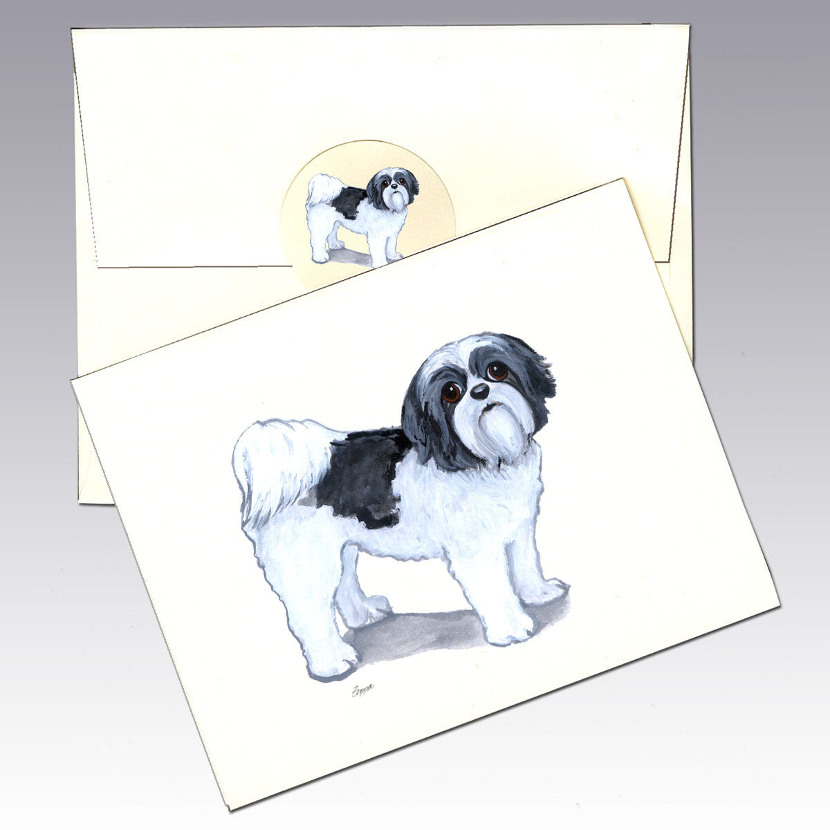 Shih Tzu Puppy Clip Note Cards