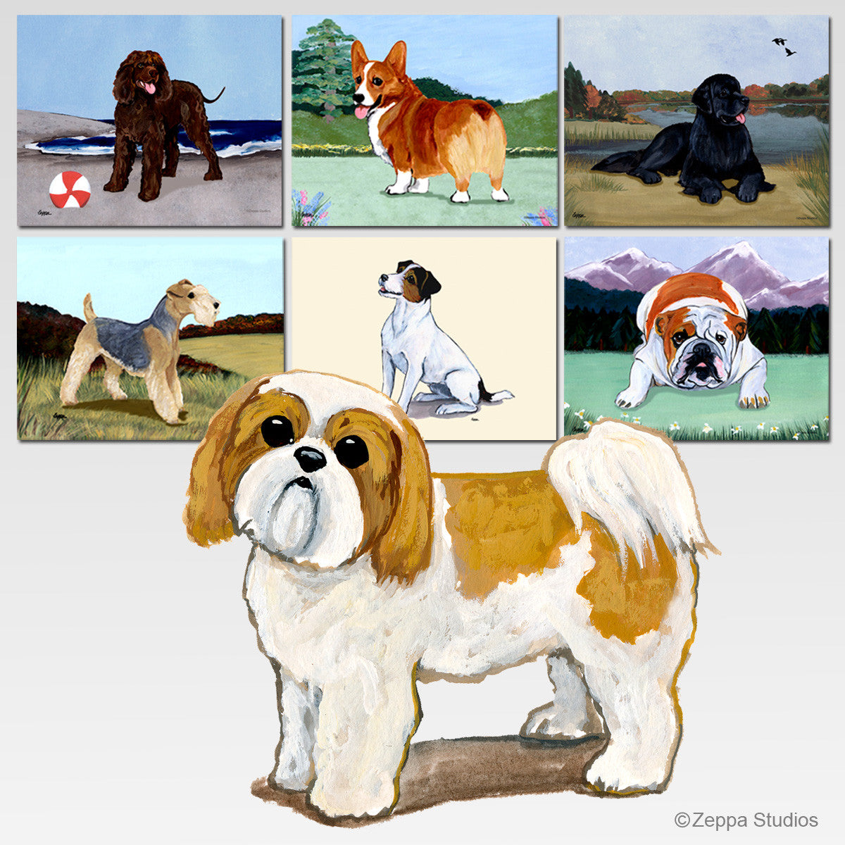 Puppy Clipped Tan & White Shih Tzu Scenic Mouse Pads