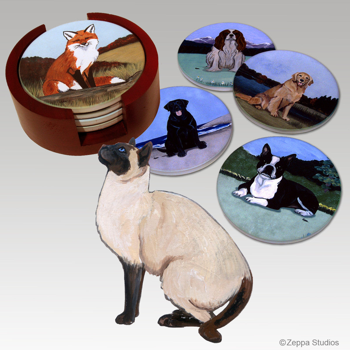 Siamese Cat Bisque Coaster Set