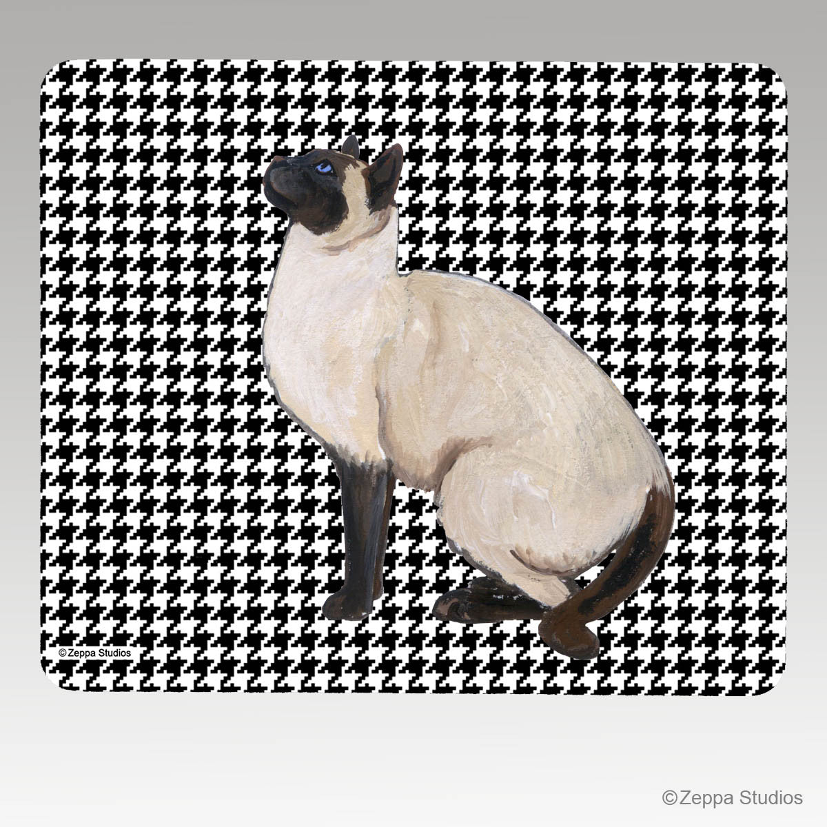 Siamese Cat Rectangular Houndstooth Mouse Pad