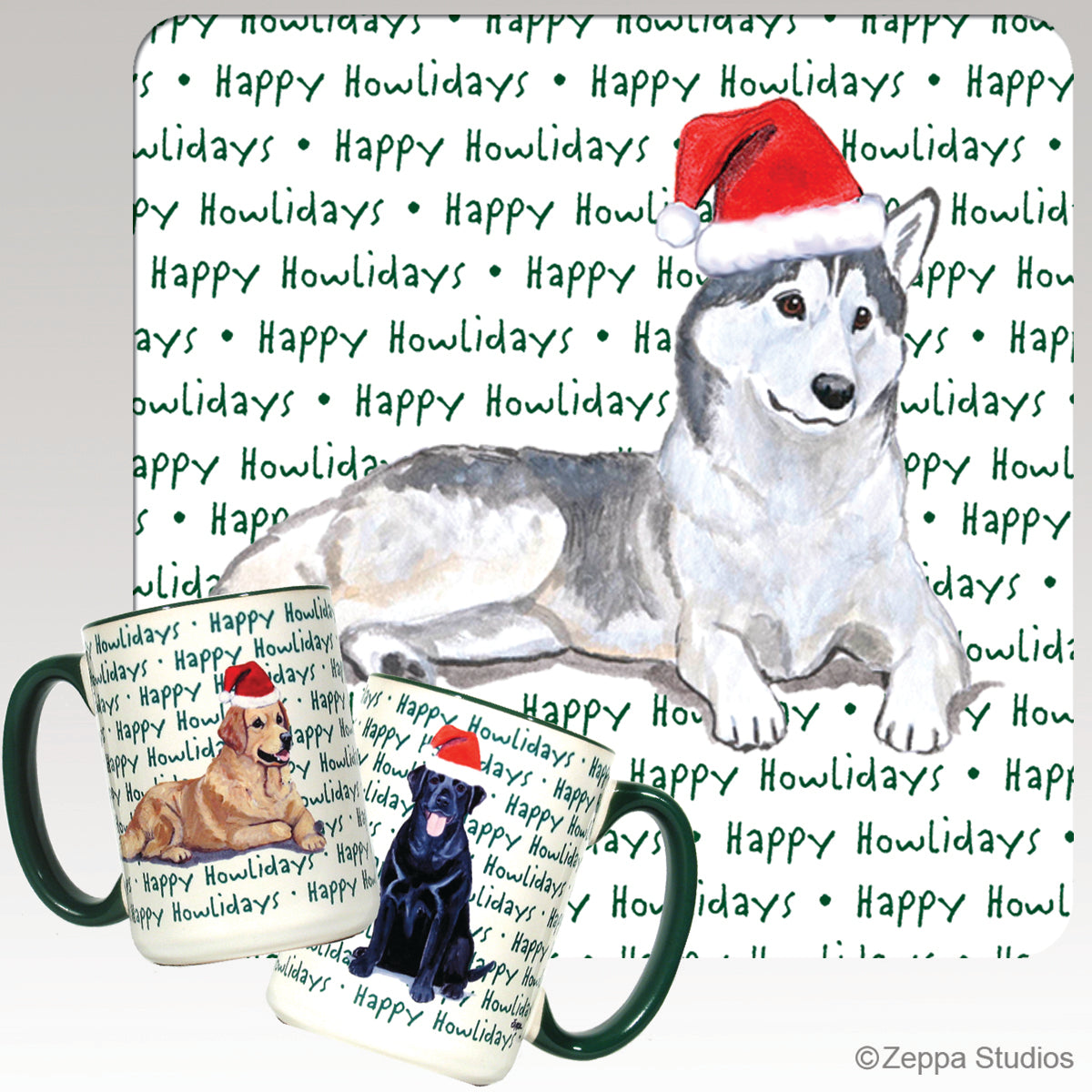 Siberian Husky Christmas Mugs