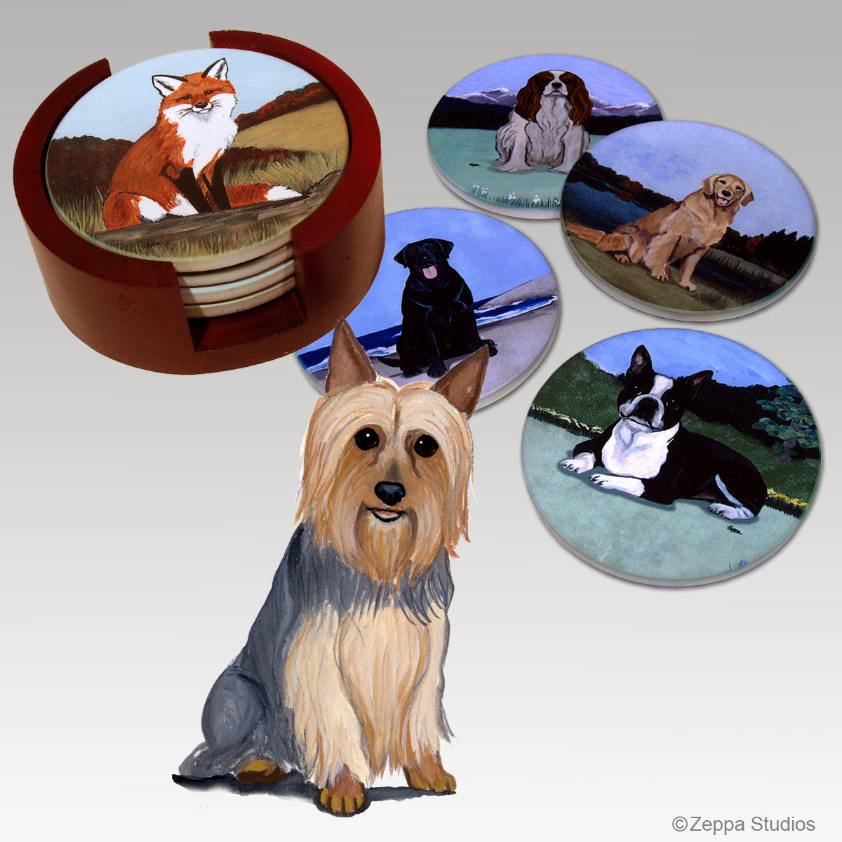 Silky Terrier Bisque Coaster Set