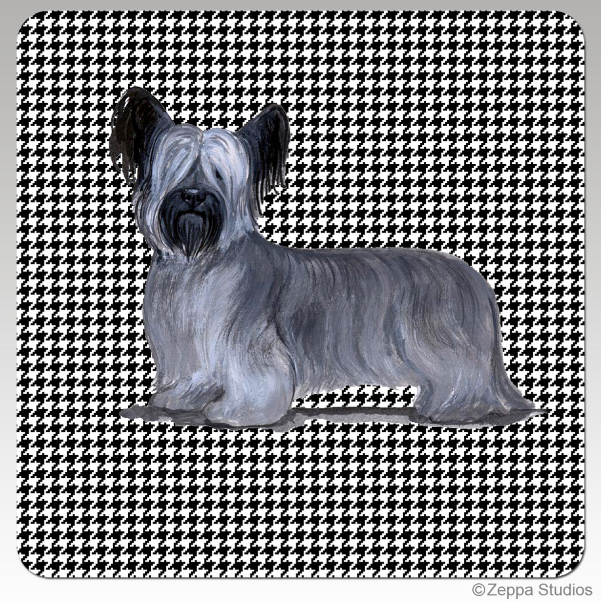 Skye Terrier Houndzstooth Coasters - Rectangle