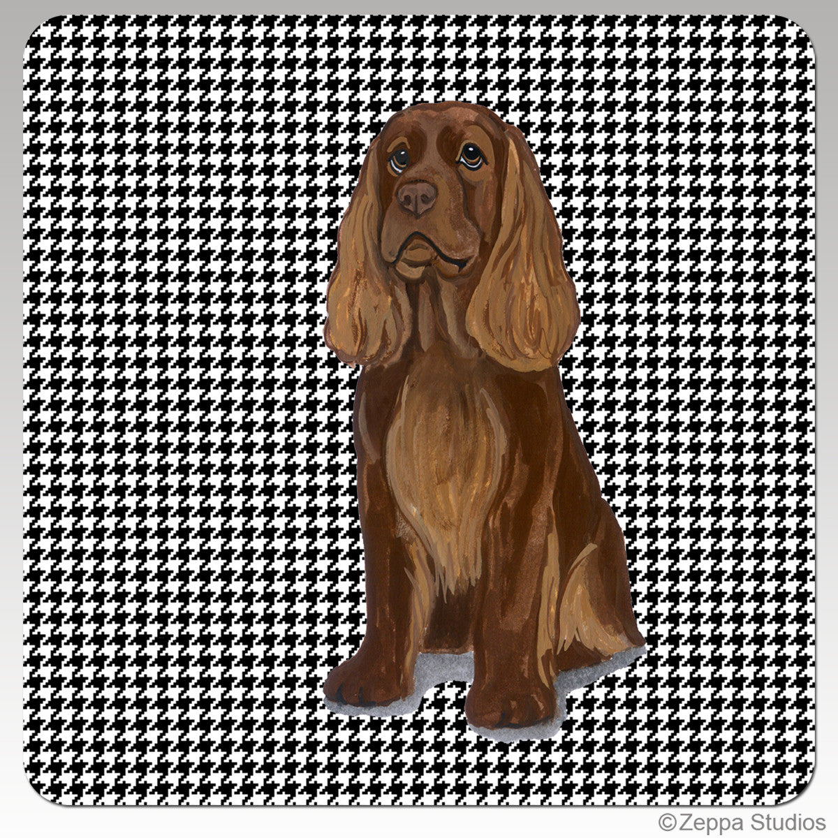 Sussex Spaniel Houndzstooth Coasters - Rectangle