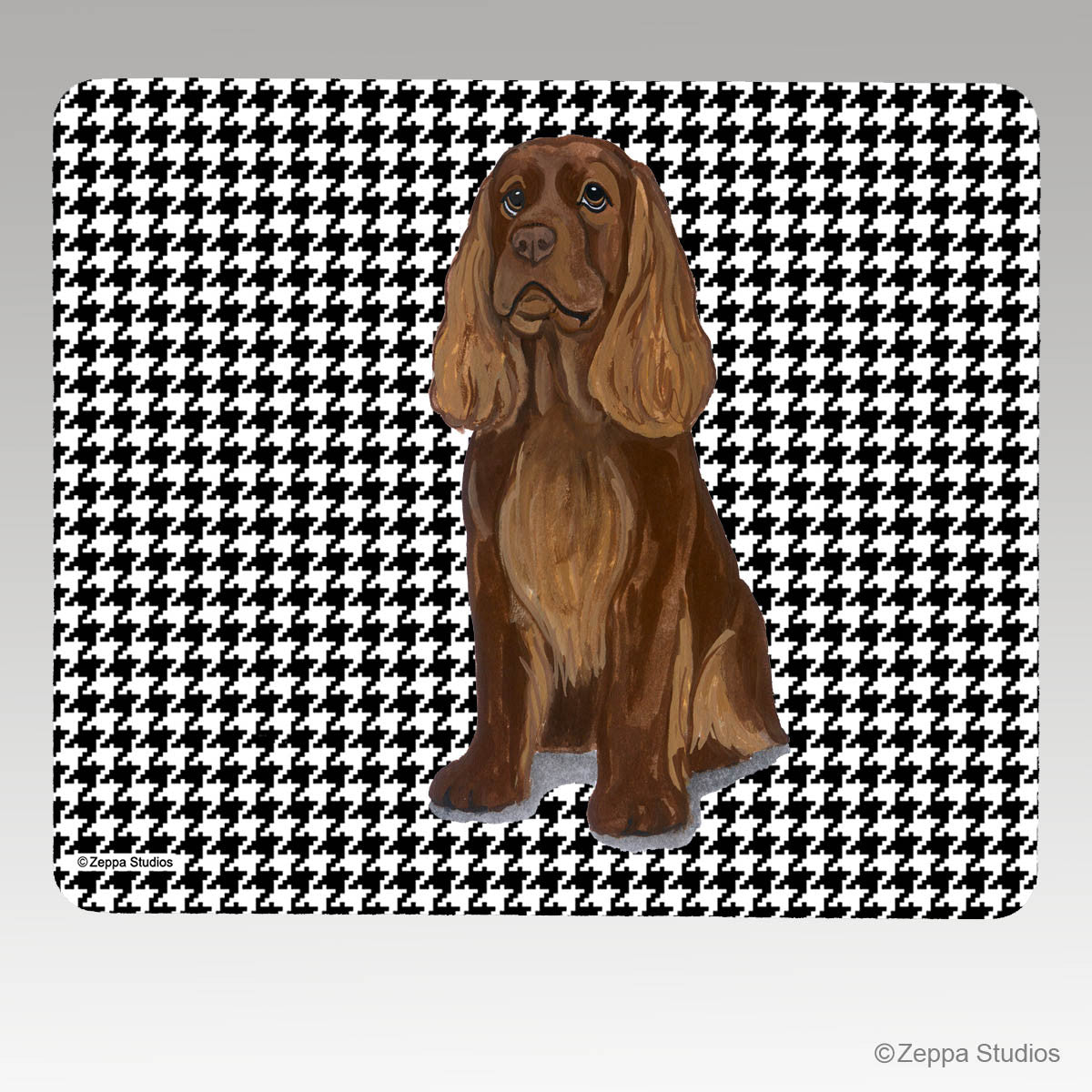 Sussex Spaniel Houndstooth Mouse Pad - Rectangle