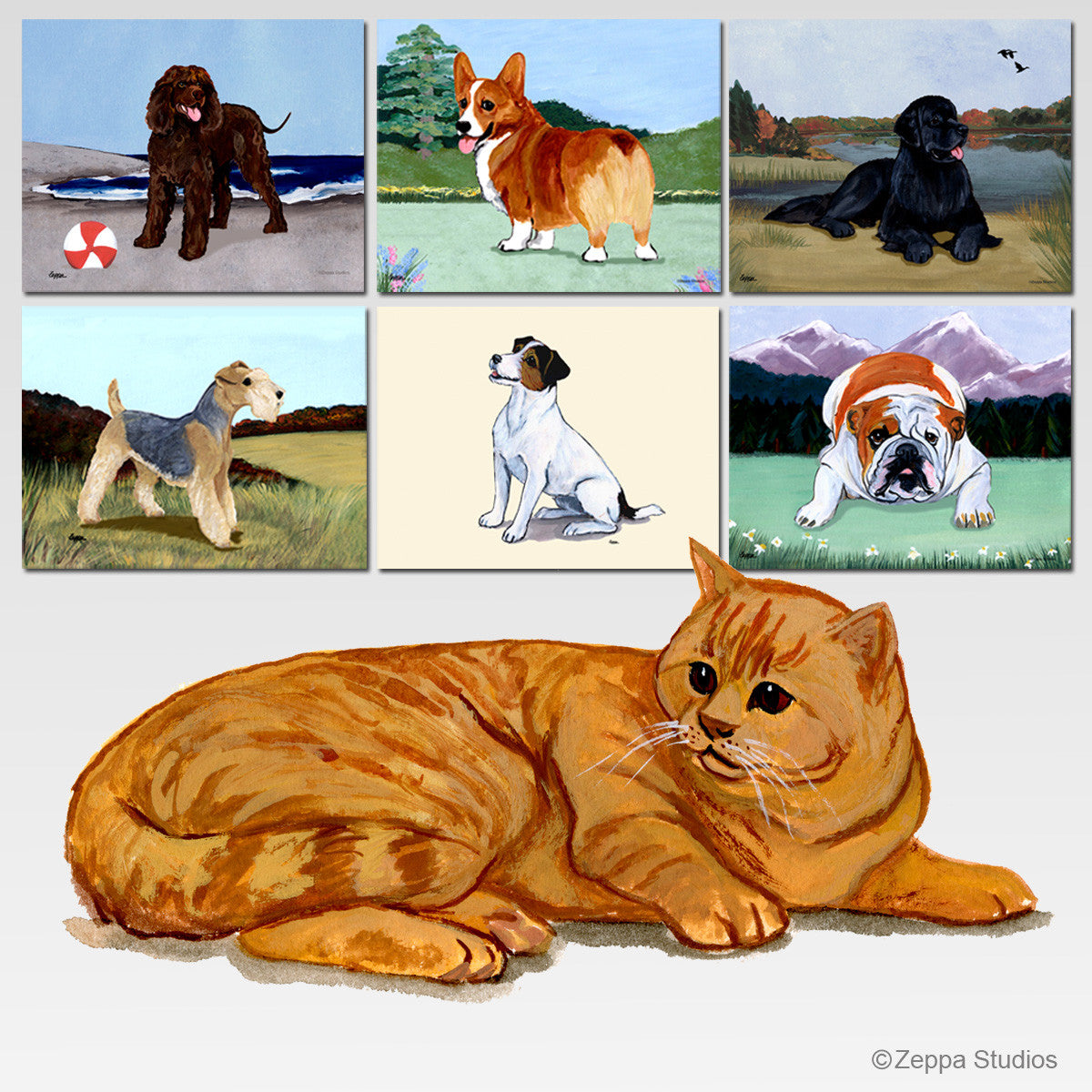 Orange Tabby Cat Rectangular Scenic Cutting Board