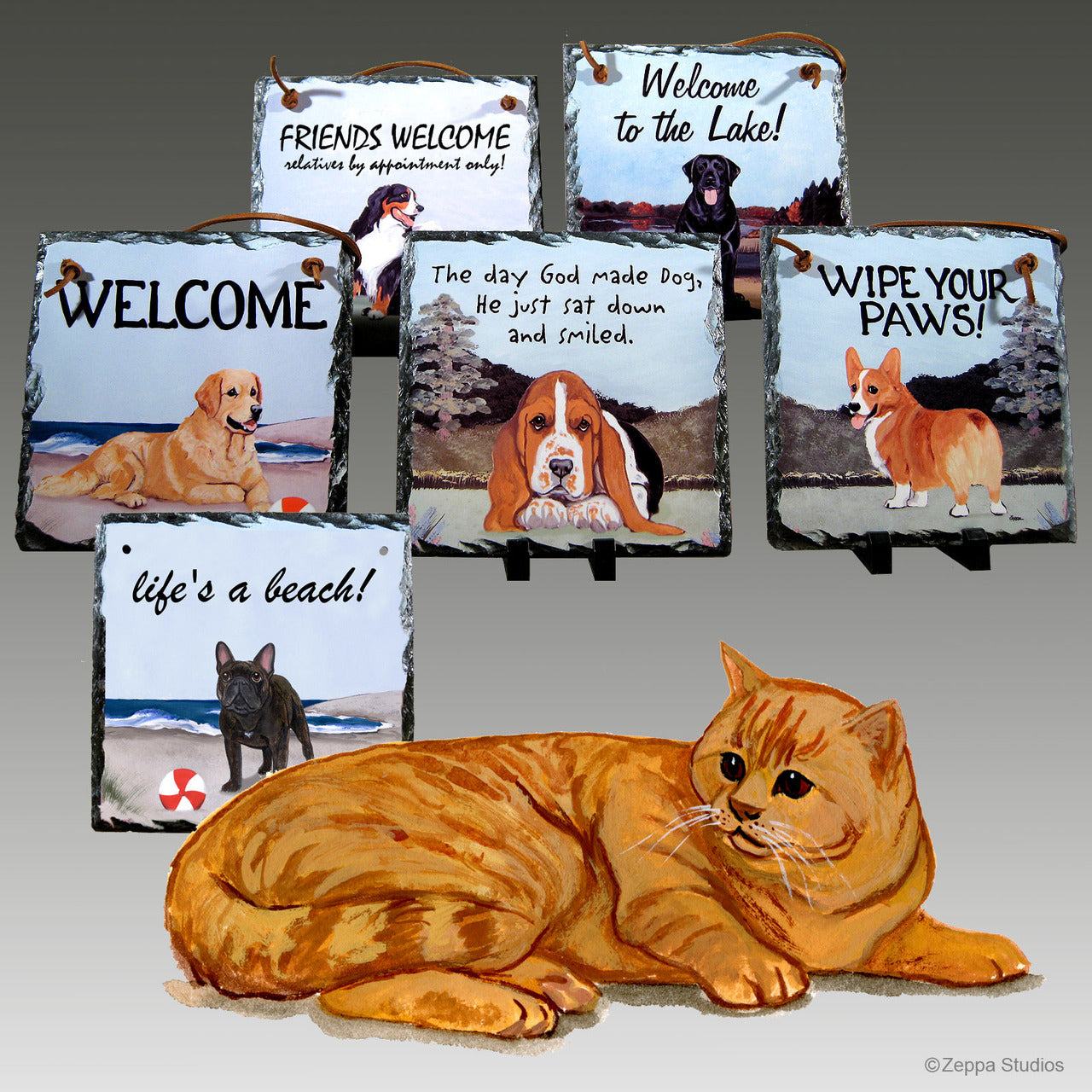 Orange Tabby Cat Slate Signs
