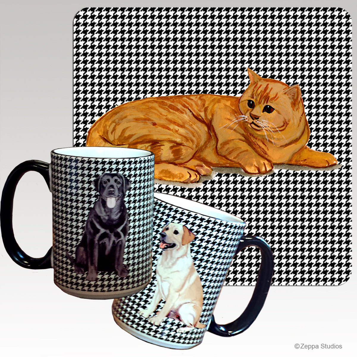 Orange Tabby Cat Houndzstooth Mug